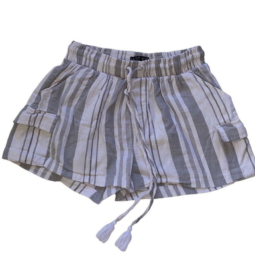 Hot Kiss Striped Cotton Shorts Baggy Cargo Pockets Size Medium